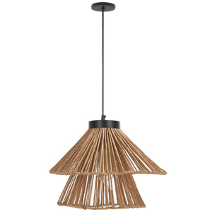 Safavieh Kaia, 16 Inch, Natural/Black, Paper Raffia/Iron Pendant PND3024A