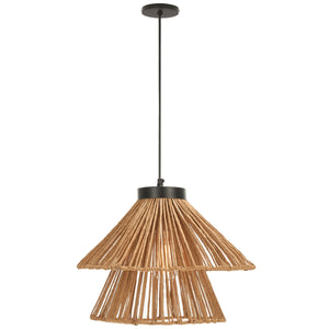 Safavieh Kaia, 16 Inch, Natural/Black, Paper Raffia/Iron Pendant PND3024A