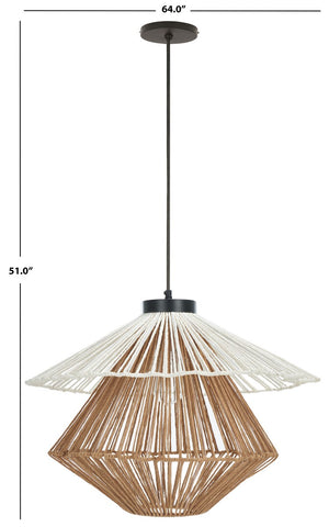 Safavieh Gaia, 23 Inch, Natural/White/Black, Paper Raffia/Iron Pendant PND3027A