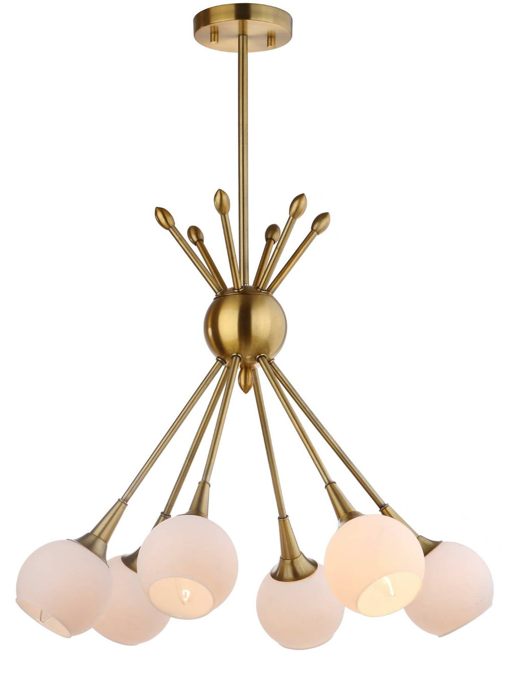 Safavieh JUSTINE, 6-Light Brass Extendable Pendant – Elegant Adjustable Fixture for Dining and Living Spaces PND4002A