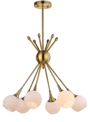 Safavieh JUSTINE, 6-Light Brass Extendable Pendant – Elegant Adjustable Fixture for Dining and Living Spaces PND4002A