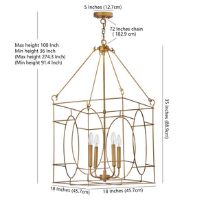 Safavieh MARGOT, Elegant 4-Light Gold Iron Extendable Pendant, Adjustable Height, Perfect for Any Space PND4004A