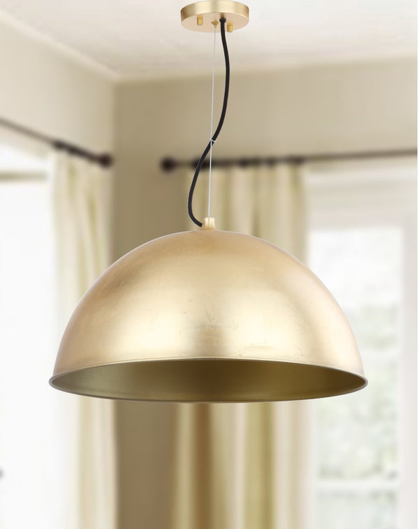 Safavieh ARCHER, 21-Inch Gold Iron Extendable Dome Pendant Light for Elegant Home Décor & Warm Illumination PND4005A