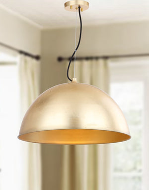 Safavieh ARCHER, 21-Inch Gold Iron Extendable Dome Pendant Light for Elegant Home Décor & Warm Illumination PND4005A