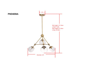 Safavieh BAIN, 4-Light Extendable Pendant in Classic Bronze - Durable Iron & Glass Design for Stylish Spaces PND4006A