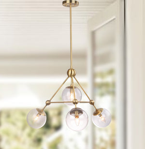 Safavieh BAIN, 4-Light Extendable Pendant in Classic Bronze - Durable Iron & Glass Design for Stylish Spaces PND4006A
