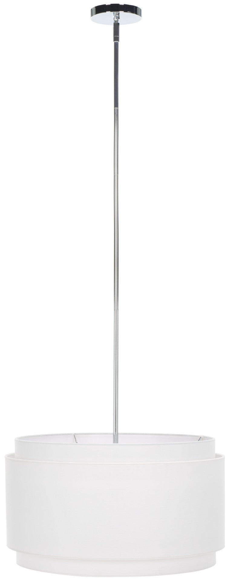 Safavieh PIRAN, 3-Light Extendable Pendant in Chrome & White Linen Shade – Modern Iron Fixture for Any Space PND4007A