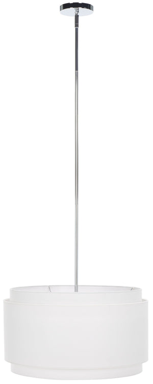 Safavieh PIRAN, 3-Light Extendable Pendant in Chrome & White Linen Shade – Modern Iron Fixture for Any Space PND4007A
