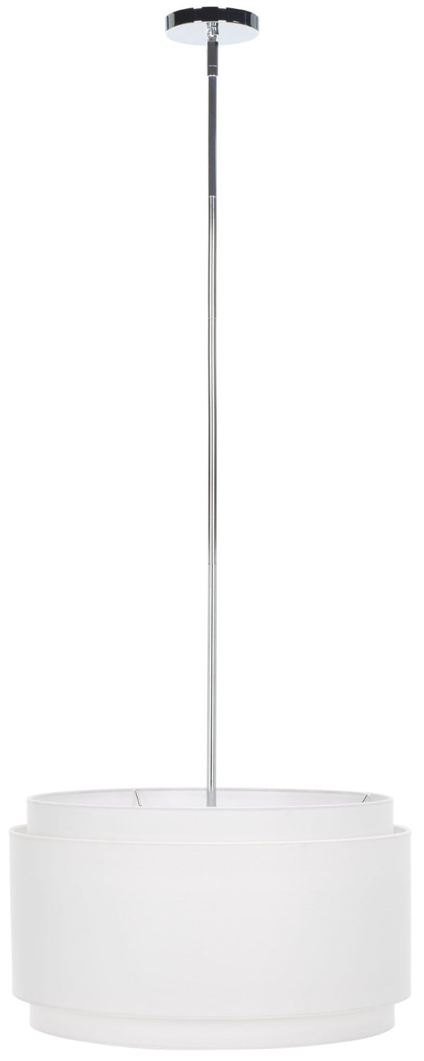 Safavieh PIRAN, 3-Light Extendable Pendant in Chrome & White Linen Shade – Modern Iron Fixture for Any Space PND4007A