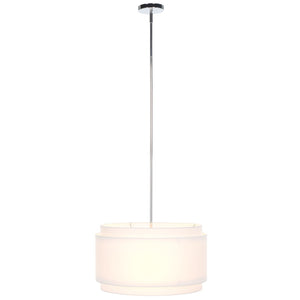 Safavieh PIRAN, 3-Light Extendable Pendant in Chrome & White Linen Shade – Modern Iron Fixture for Any Space PND4007A