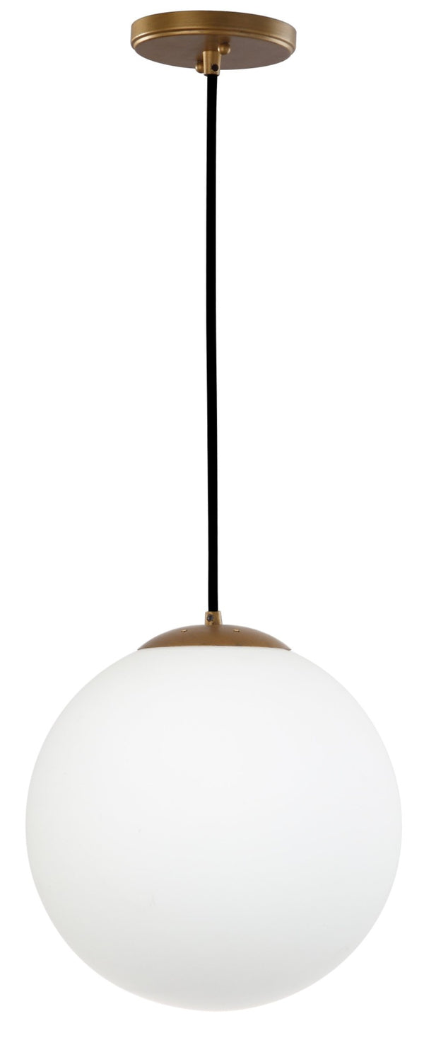 Safavieh NELDA, 11.5-Inch Extendable Pendant Light with Brass Finish & White Glass Shade for Timeless Elegance PND4008A