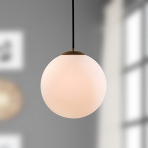 Safavieh NELDA, 11.5-Inch Extendable Pendant Light with Brass Finish & White Glass Shade for Timeless Elegance PND4008A