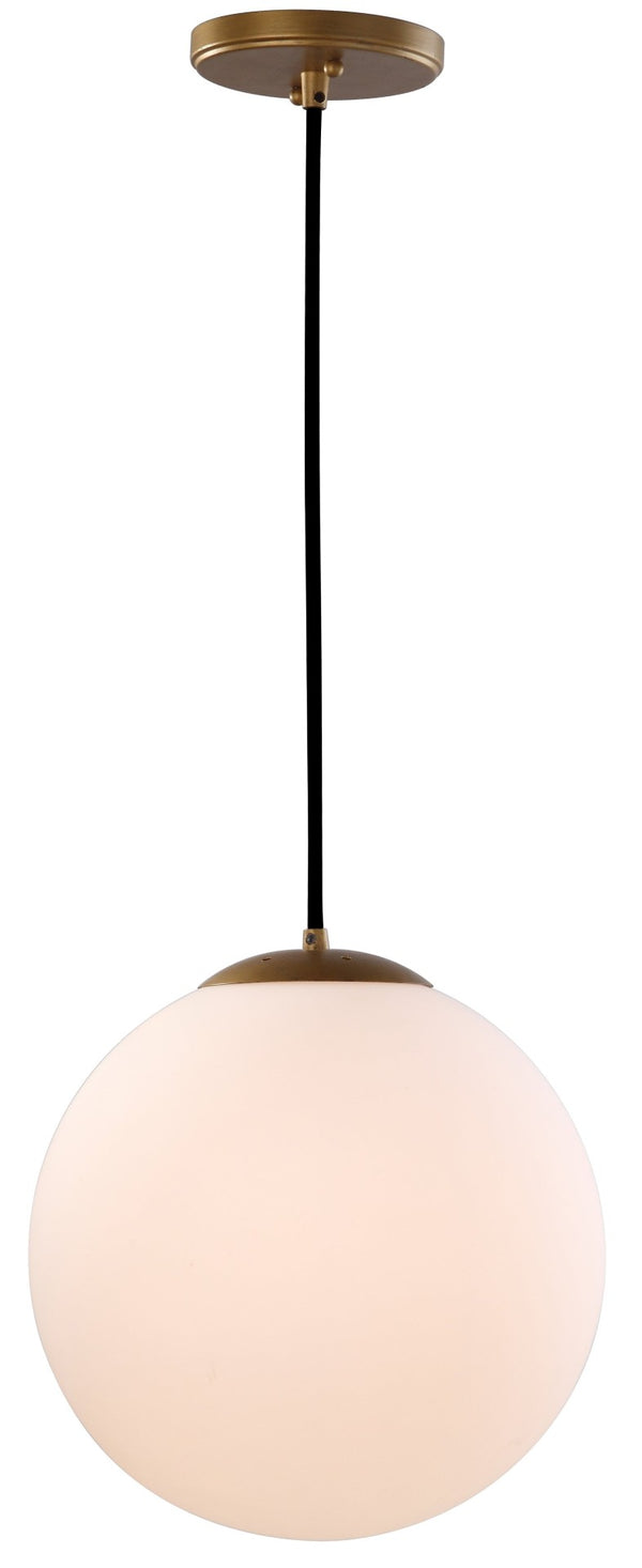 Safavieh NELDA, 11.5-Inch Extendable Pendant Light with Brass Finish & White Glass Shade for Timeless Elegance PND4008A