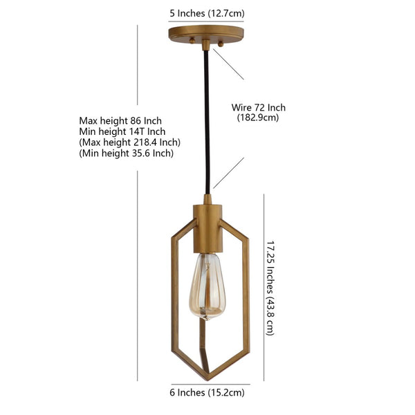 Safavieh EASTWOOD, 6-Inch Brass Extendable Pendant Light – Adjustable Height for Elegant Home Illumination PND4009A