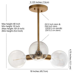 Safavieh HARKIN, 3-Light Brass & Iron Pendant, Extendable 18-Inch Fixture for Dining & Living Spaces Elegance PND4011A