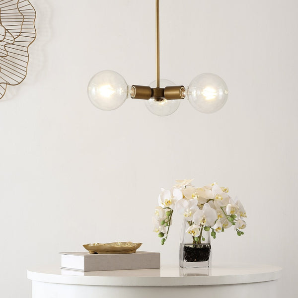 Safavieh HARKIN, 3-Light Brass & Iron Pendant, Extendable 18-Inch Fixture for Dining & Living Spaces Elegance PND4011A