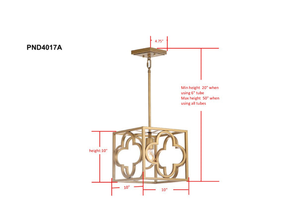Safavieh RABIA, 10 Inch Gold Iron Extendable Pendant Light – Modern Adjustable Fixture for Sophisticated Spaces PND4017A