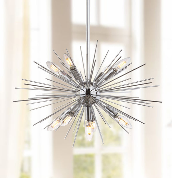 Safavieh WILLA, 9-Light Charcoal Pendant - Adjustable Iron & Glass Fixture for Elegant Dining & Living Spaces PND4021A