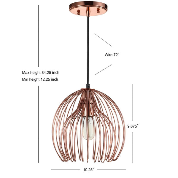 Safavieh DEENA, 10.25 INCH COPPER PENDANT LIGHT - Adjustable, Stylish Fixture for Modern & Rustic Spaces PND4029A