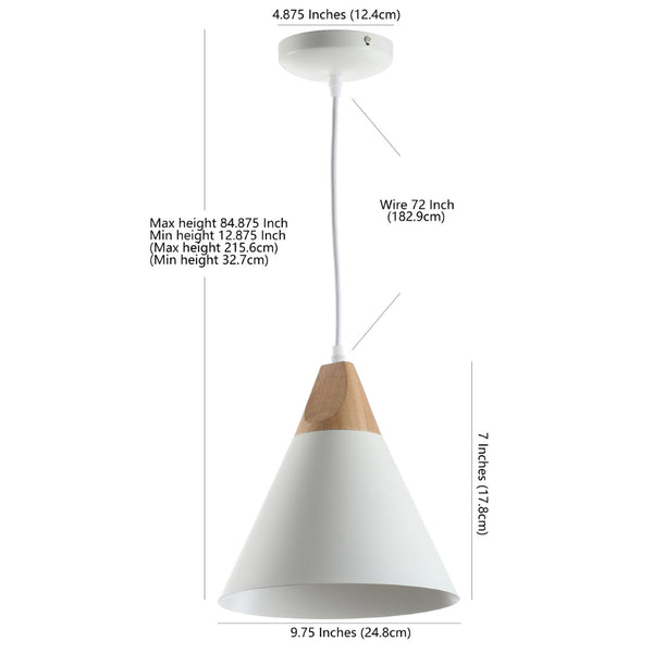 Safavieh CILA, Extendable Pendant Light with Iron and MDF Construction for Modern Dining and Living Spaces White / Natural PND4030D