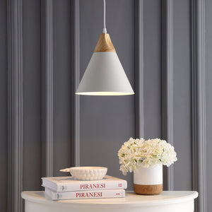 Safavieh CILA, Extendable Pendant Light with Iron and MDF Construction for Modern Dining and Living Spaces White / Natural PND4030D