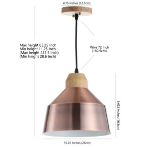 Safavieh DAJANA, Elegant 10.25-Inch Extendable Pendant Light for Versatile Modern & Traditional Décor Spaces Copper PND4031B