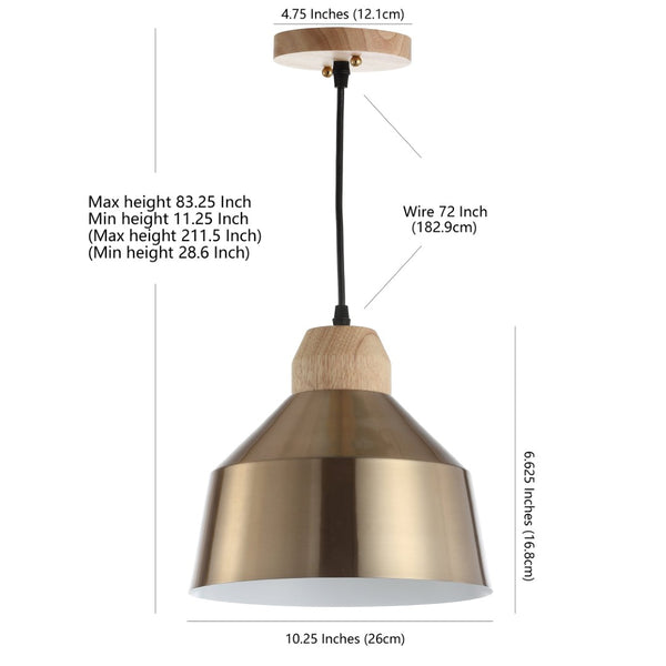 Safavieh DAJANA, Elegant 10.25-Inch Extendable Pendant Light for Versatile Modern & Traditional Décor Spaces Gold PND4031C