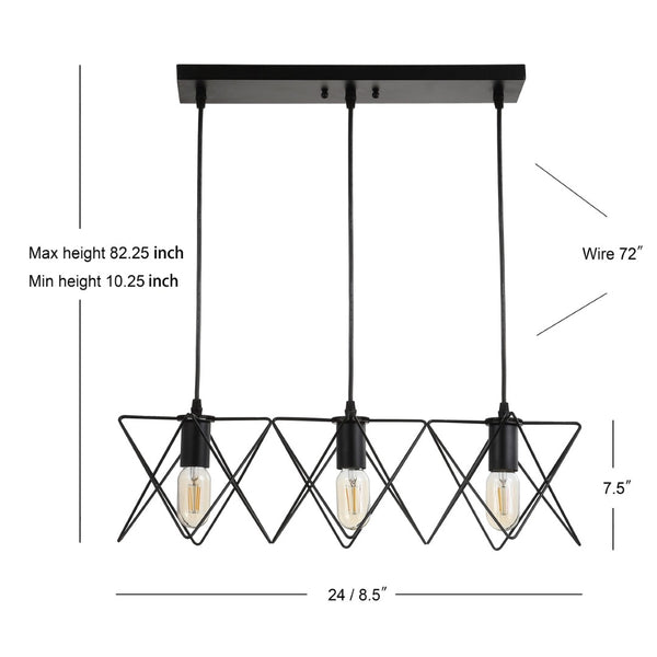 Safavieh PERNILLE, Modern 3-Light Pendant in Black Iron, Adjustable Height for Dining Rooms & Entryways PND4035A