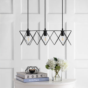 Safavieh PERNILLE, Modern 3-Light Pendant in Black Iron, Adjustable Height for Dining Rooms & Entryways PND4035A