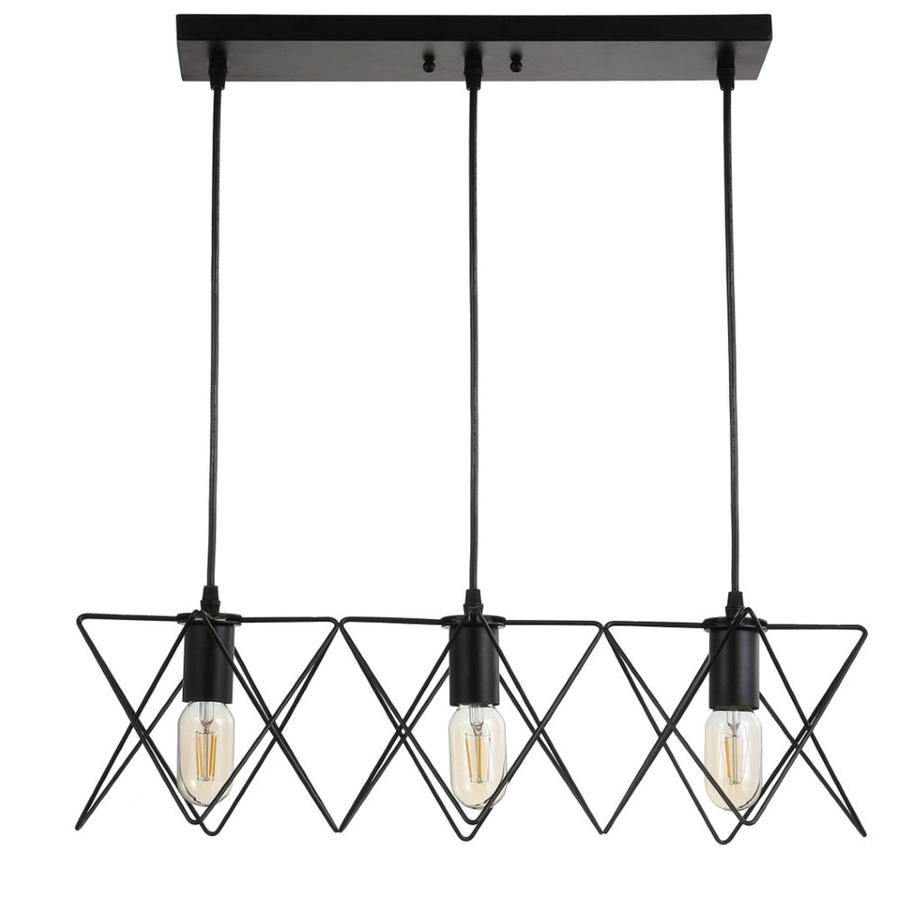 Safavieh PERNILLE, Modern 3-Light Pendant in Black Iron, Adjustable Height for Dining Rooms & Entryways PND4035A