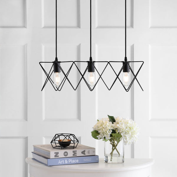 Safavieh PERNILLE, Modern 3-Light Pendant in Black Iron, Adjustable Height for Dining Rooms & Entryways PND4035A