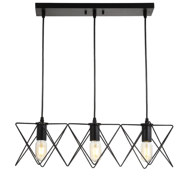 Safavieh PERNILLE, Modern 3-Light Pendant in Black Iron, Adjustable Height for Dining Rooms & Entryways PND4035A