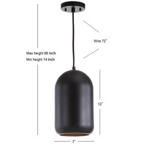 Safavieh CARISIR, 7-Inch Black Iron Pendant Light with Adjustable Height for Modern Industrial Spaces PND4040A