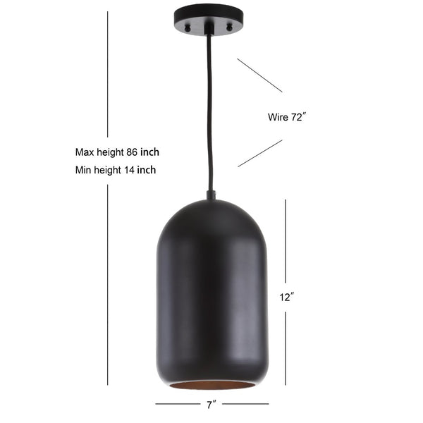 Safavieh CARISIR, 7-Inch Black Iron Pendant Light with Adjustable Height for Modern Industrial Spaces PND4040A