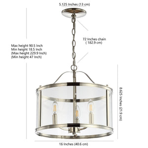 Safavieh JUDE, 3-Light Adjustable Pendant in Nickel Finish - Modern Industrial Design for Any Space PND4041A