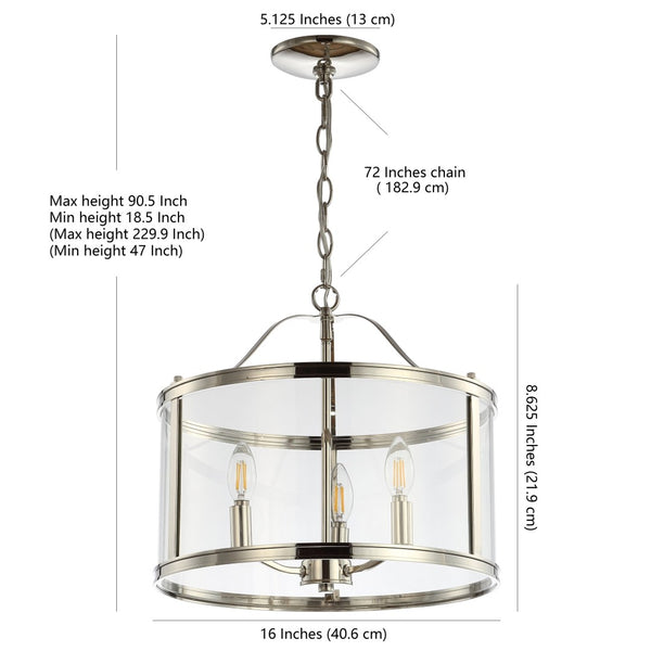 Safavieh JUDE, 3-Light Adjustable Pendant in Nickel Finish - Modern Industrial Design for Any Space PND4041A