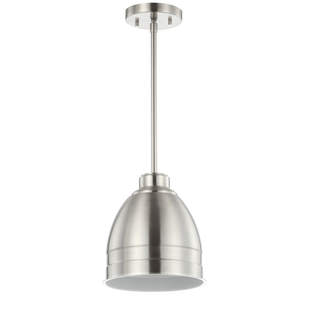 Safavieh RILEY, 8.125” Polished Nickel Extendable Pendant Light for Modern Dining & Living Spaces, Adjustable Height PND4043A