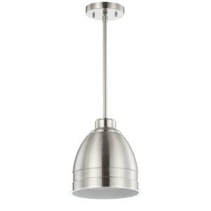 Safavieh RILEY, 8.125” Polished Nickel Extendable Pendant Light for Modern Dining & Living Spaces, Adjustable Height PND4043A