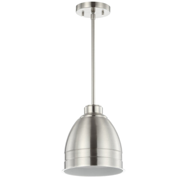 Safavieh RILEY, 8.125” Polished Nickel Extendable Pendant Light for Modern Dining & Living Spaces, Adjustable Height PND4043A