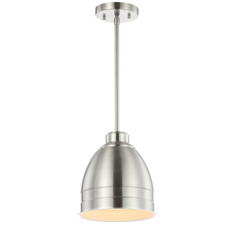 Safavieh RILEY, 8.125” Polished Nickel Extendable Pendant Light for Modern Dining & Living Spaces, Adjustable Height PND4043A