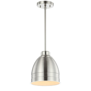 Safavieh RILEY, 8.125” Polished Nickel Extendable Pendant Light for Modern Dining & Living Spaces, Adjustable Height PND4043A