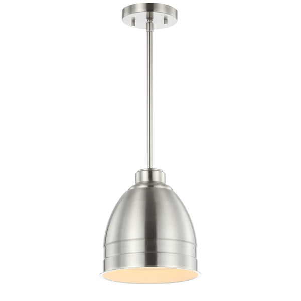 Safavieh RILEY, 8.125” Polished Nickel Extendable Pendant Light for Modern Dining & Living Spaces, Adjustable Height PND4043A