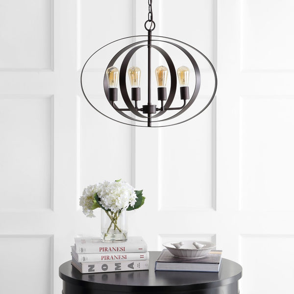 Safavieh KILLIAN, 4-Light Adjustable Pendant Light in Brass and Iron, Modern Fixture for Dining & Living Spaces PND4047A