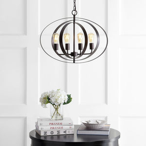 Safavieh KILLIAN, 4-Light Adjustable Pendant Light in Brass and Iron, Modern Fixture for Dining & Living Spaces PND4047A
