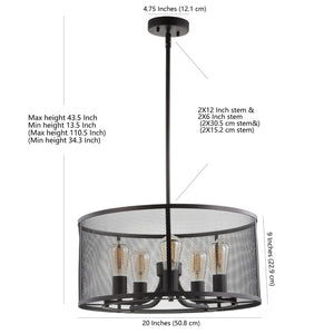 Safavieh KANE, 5-Light Brass Pendant – Adjustable 20-Inch Modern Fixture for Dining & Living Spaces PND4049A