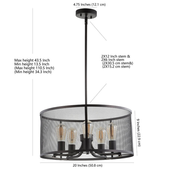 Safavieh KANE, 5-Light Brass Pendant – Adjustable 20-Inch Modern Fixture for Dining & Living Spaces PND4049A
