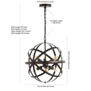 Safavieh BRYCEN, Elegant 6-Light Extendable Brass Pendant Fixture for Timeless Style in Any Room Decor PND4053A