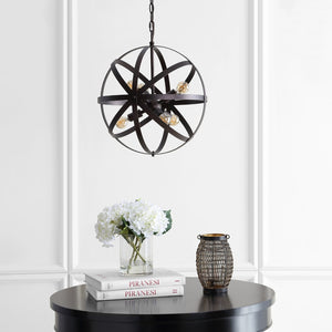 Safavieh BRYCEN, Elegant 6-Light Extendable Brass Pendant Fixture for Timeless Style in Any Room Decor PND4053A
