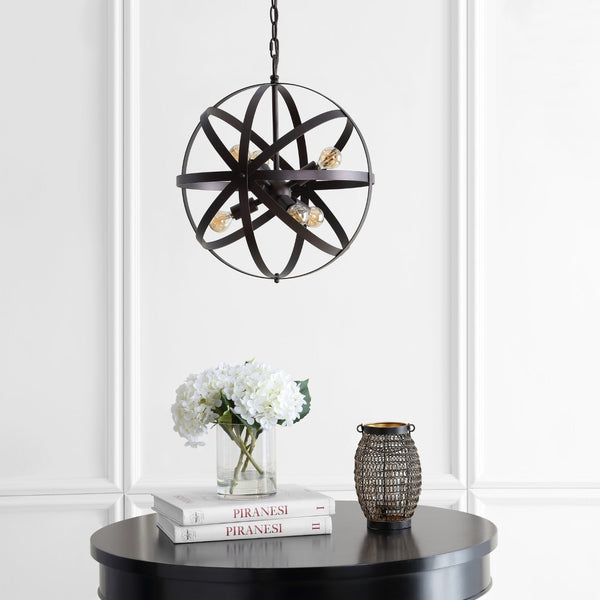 Safavieh BRYCEN, Elegant 6-Light Extendable Brass Pendant Fixture for Timeless Style in Any Room Decor PND4053A