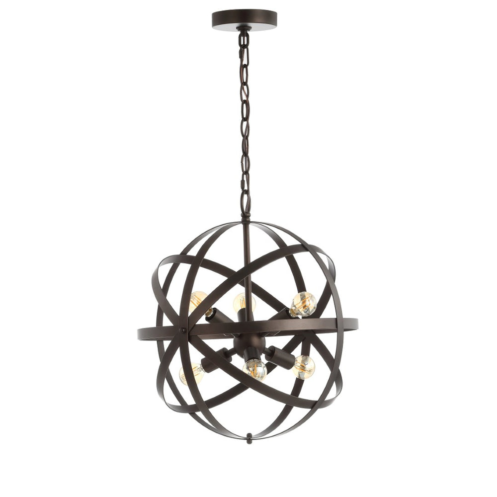 Safavieh BRYCEN, Elegant 6-Light Extendable Brass Pendant Fixture for Timeless Style in Any Room Decor PND4053A